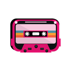Audio cassette on white background