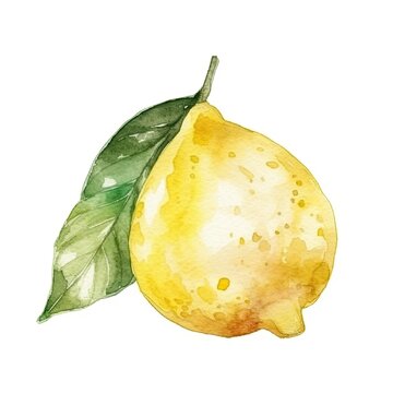 Lemon watercolor isolated on white