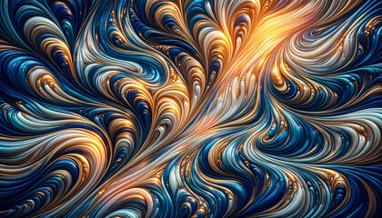 golden blue sunset abstract, generative ai