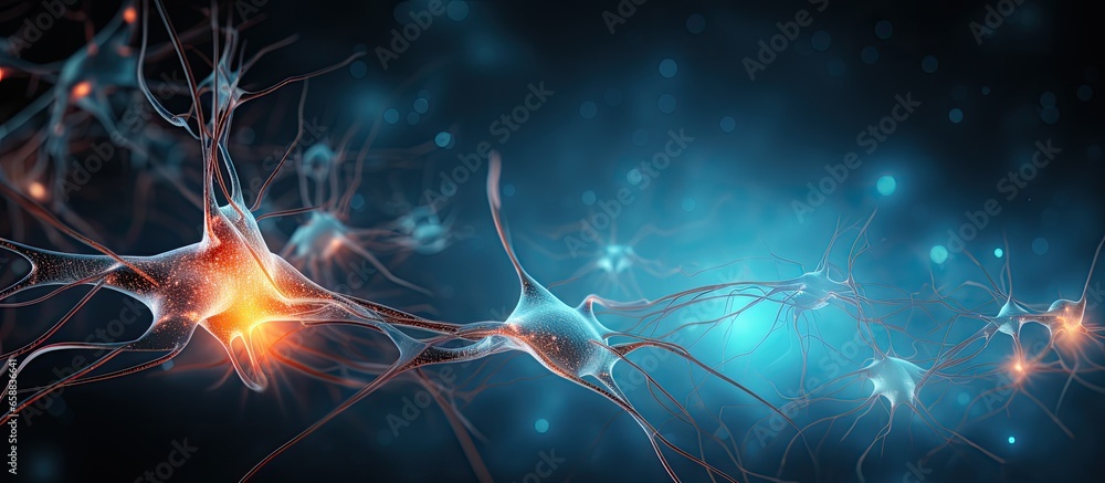 Poster neuronal cell with copyspace for text