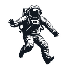 Silhouette eines tanzenden Astronauten in Schwarz-Weiß vektor