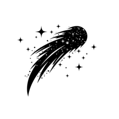 Foto op Canvas Minimalistische Silhouette eines Kometen in Schwarz-Weiß vektor © Michael