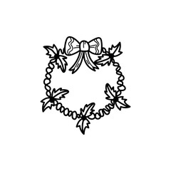 Obraz premium Beautiful drawn Christmas wreath on white background