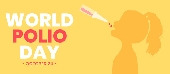 Banner for World Polio Day with silhouette of child  - obrazy, fototapety, plakaty