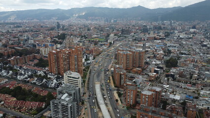 Fototapeta na wymiar panoramic view of bogota with its streets
