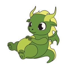 Cute little dragon on white background