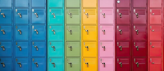 Public lockers that are colored With copyspace for text