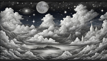 壁紙【夜空の幻想的な風景画】