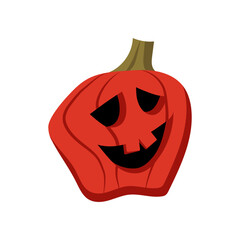 Carved Halloween pumpkin on white background