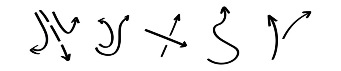 Set of different arrows on white background