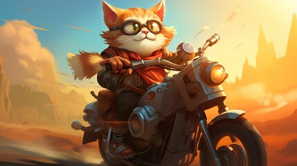 cat on the motorcycle