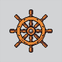 Obraz premium Pixel art illustration Ship Wheel. Pixelated Ship Wheel. Ocean Ship Wheel icon pixelated for the pixel art game and icon for website and video game. old school retro.