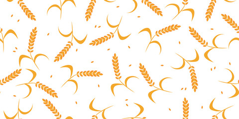 Many wheat spiketels on white background. Pattern for design