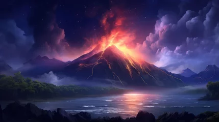 Fotobehang Volcano eruption © Left