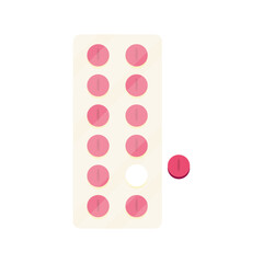 Contraceptive pills on white background