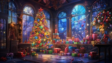 Obraz premium Indoor Christmas Tree