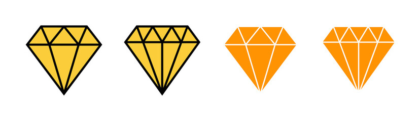 Diamond icon set for web and mobile app. diamond gems sign and symbol