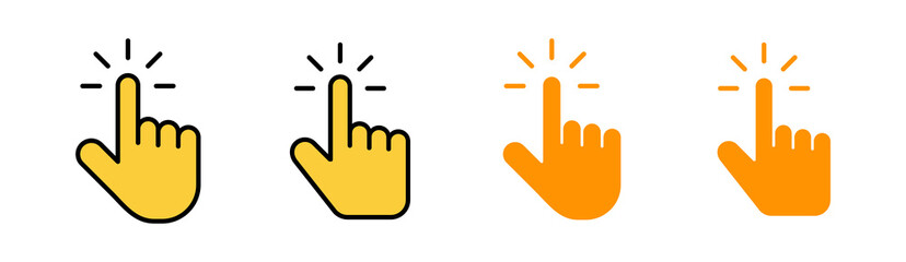 Hand cursor icon set  for web and mobile app. cursor sign and symbol. hand cursor icon clik