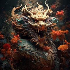 Fototapeta na wymiar Happy Chinese Dragon, Celebrating Chinese Culture