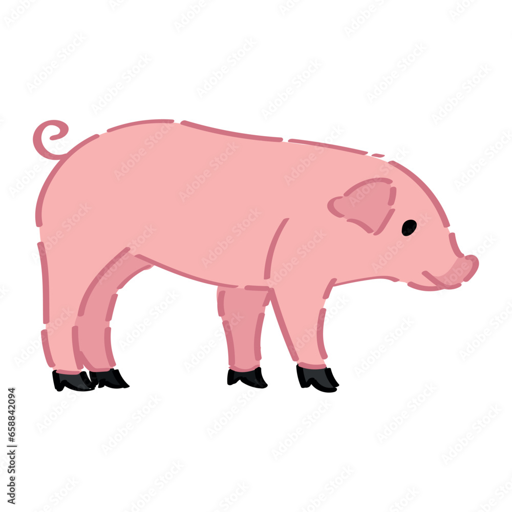 Wall mural Small piglet on white background - Wall murals