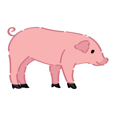 Small piglet on white background