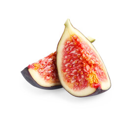 Slices of fresh ripe fig isolated on white