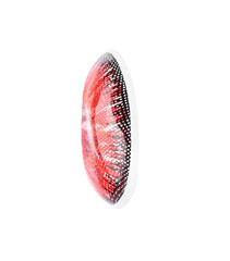 One red contact lens isolated on white