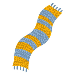 Stylish knitted scarf on white background