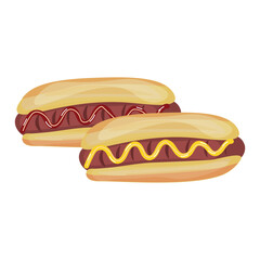 Tasty hot dogs on white background