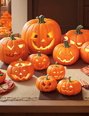 Obraz premium halloween jack o lantern with pumpkin