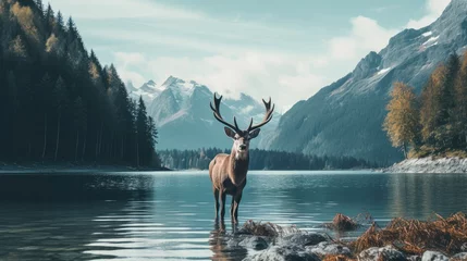 Fotobehang elk on the lake © faiz