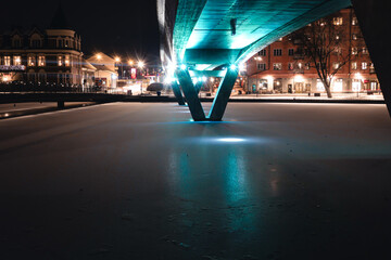 View of illuminated bridge at night