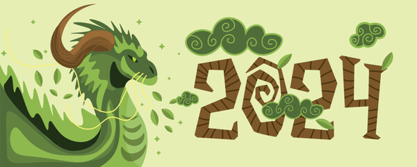 Beautiful banner for Chinese New Year 2024 with dragon