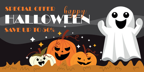 Advertising banner for Halloween sale 