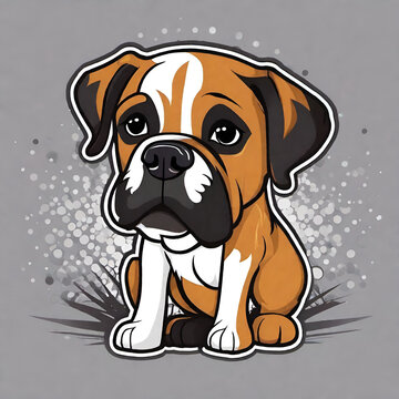 Bulldog poppy cartoon image on grey background