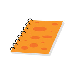 Orange notebook on white background