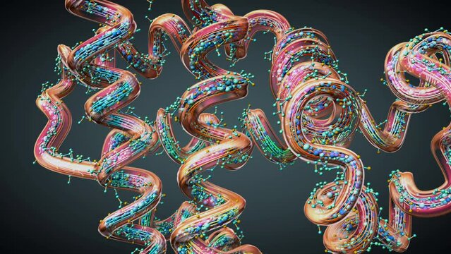 Chain of amino acid or bio molecules called protein - 3d illustration