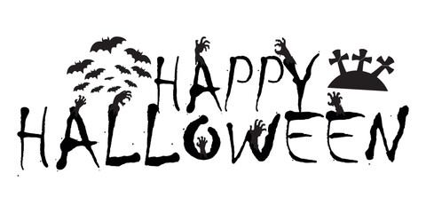Text HAPPY HALLOWEEN on white background
