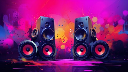3d abstract background with speakers  