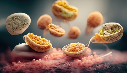  A mesmerizing scene of foods drifting in the wind