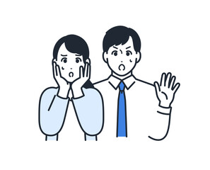 青ざめる2人の会社員のシンプルなベクターイラスト素材