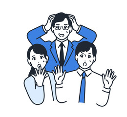 驚く3人の会社員のシンプルなベクターイラスト素材