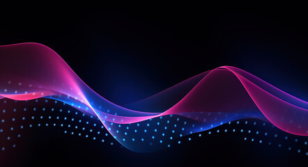 Technology digital Waves background banner background concept, motion waving particle texture - obrazy, fototapety, plakaty