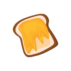 Slice of bread with sweet honey on white background