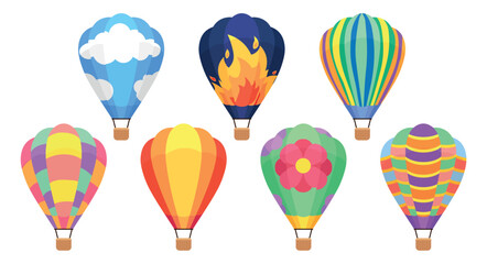 Fototapeta na wymiar Set of hot air balloons on white background