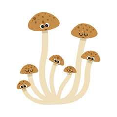 Cute mushrooms on white background