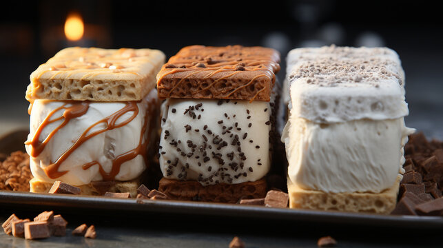 A platter of ice cream sandwiches with scoops UHD wallpaper Stock Photographic Image