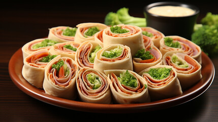A platter of mini totilla pinwheels UHD wallpaper Stock Photographic Image