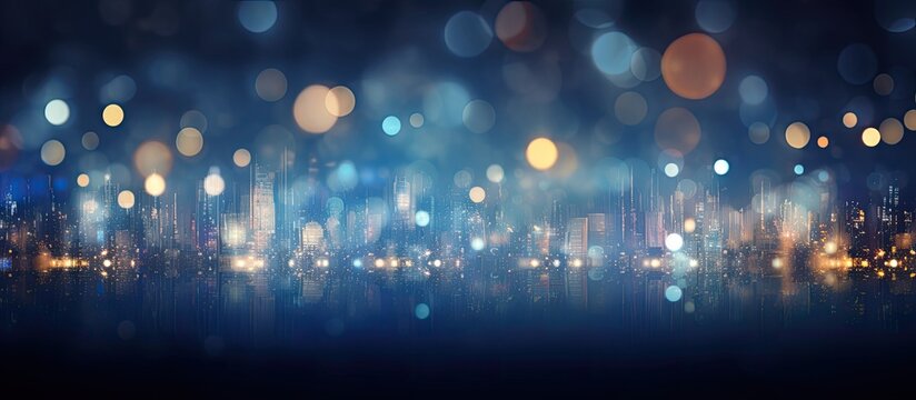 Nighttime city lights with bokeh With copyspace for text