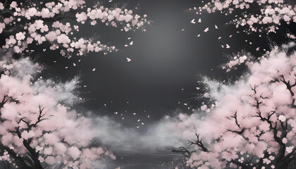 黒板アート【桜の枠】